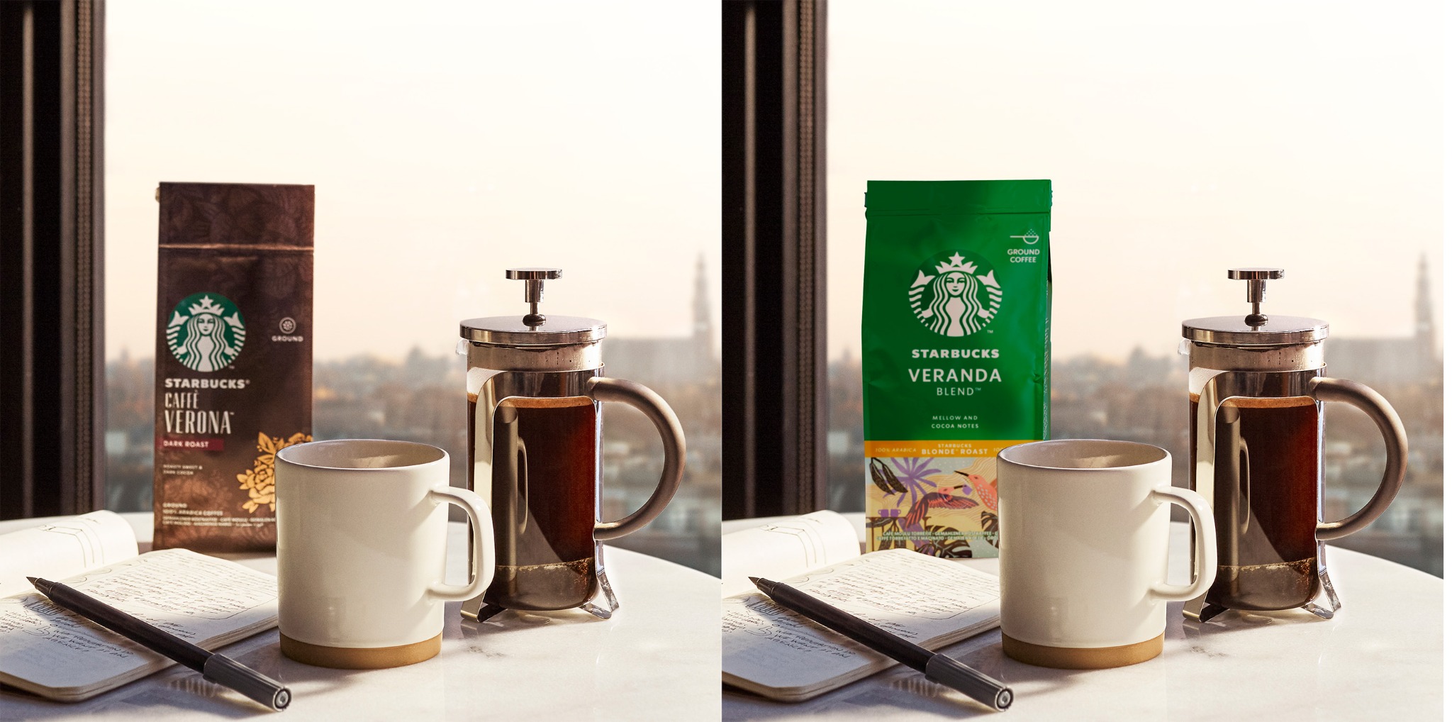 Starbucks coffee product composition with French press